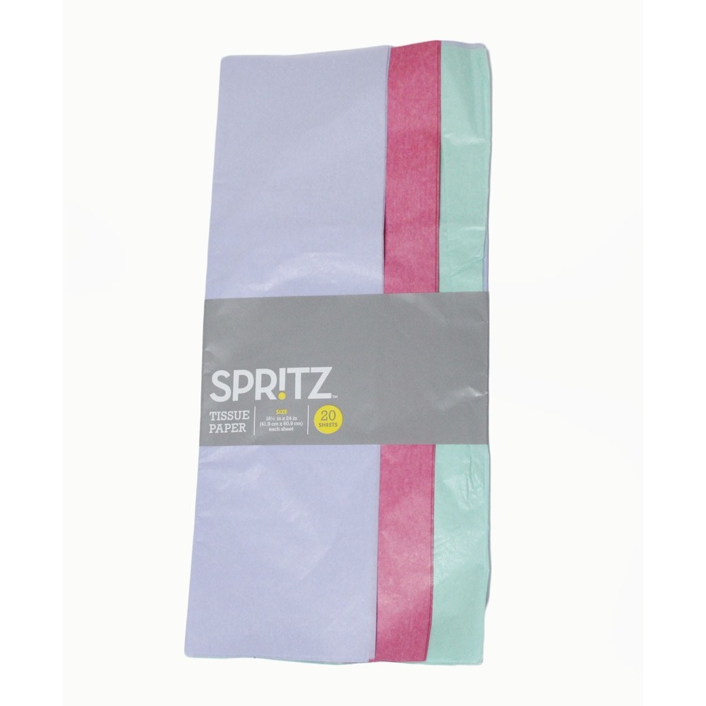 4‎ Pack Spritz Tissue Paper 20 Sheets Purple Pink Mint Green Gift Wrap 16.5x24